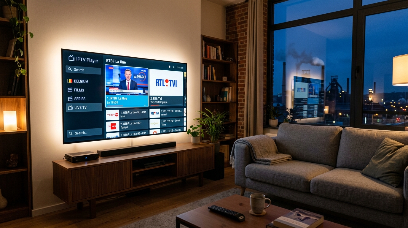 Service IPTV à Charleroi avec chaînes belges en direct, sport et VOD pour les foyers de Wallonie