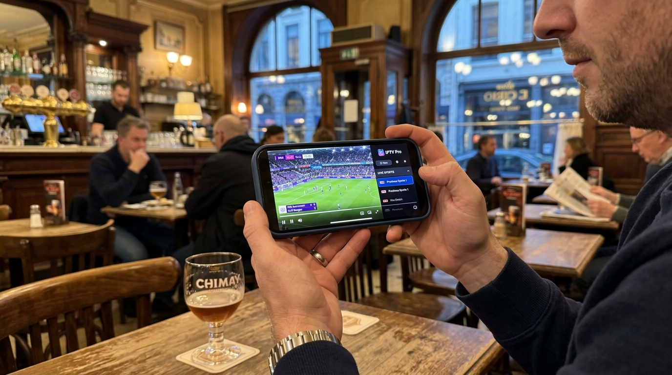 IPTV sur iPhone avec IPTV Charleroi affichant chaines belges en direct, EPG et VOD sur iOS